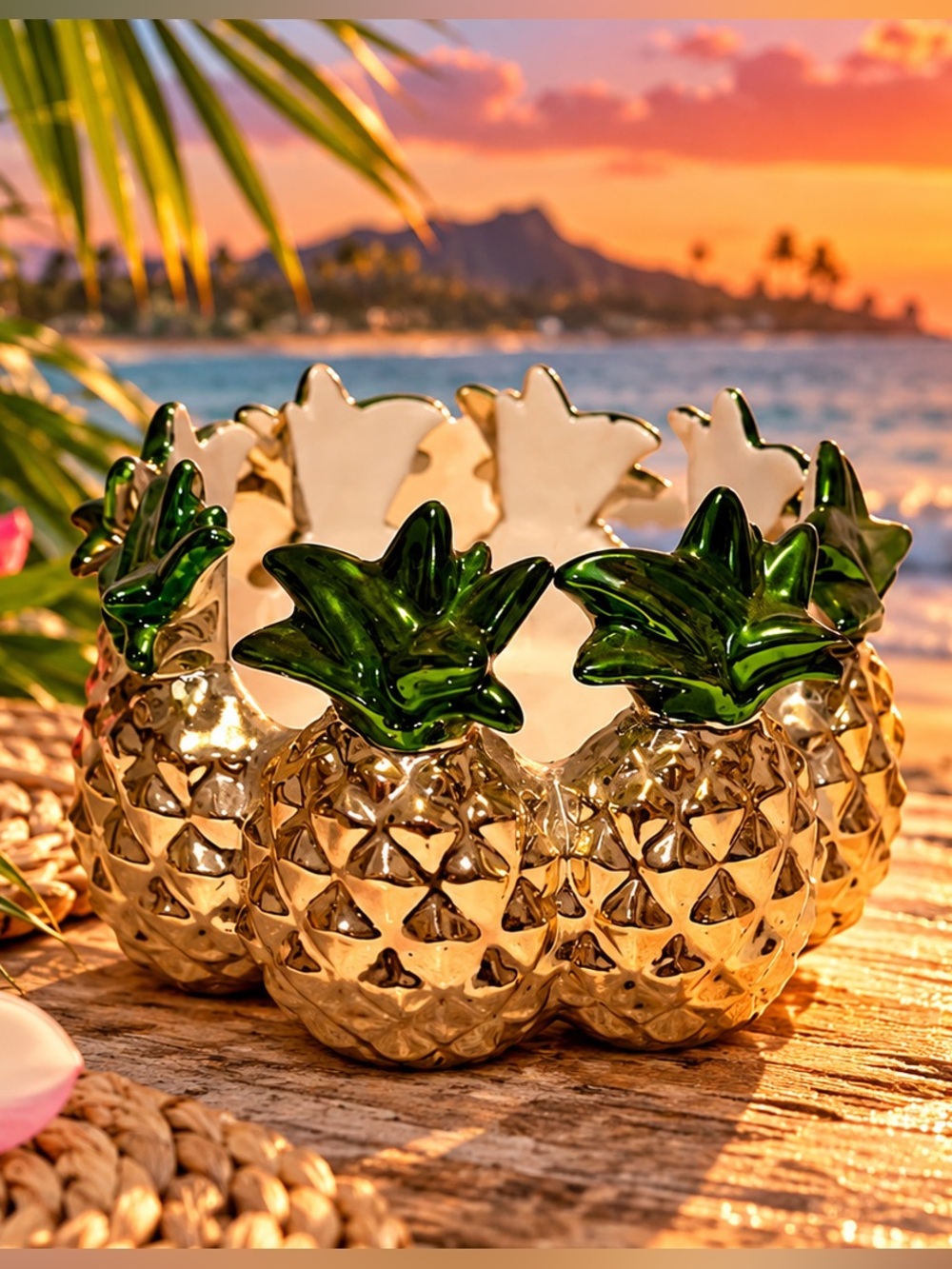 NWT Bath & Body Works Pineapple 3-Wick Candle Holder